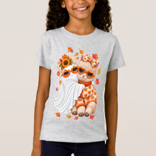 Camiseta Cute Alpaca Fantasma Halloween Outono
