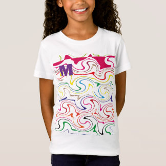 Camiseta cute Alphabet “M” Design T-Shirt for Little Girls