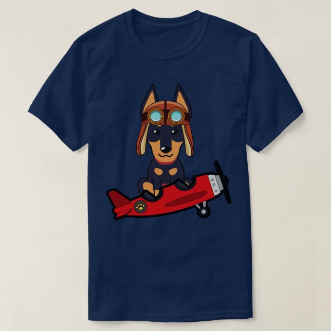 Camiseta Cute Alsatian Is In A Vintage Plane  (Frente do Design)