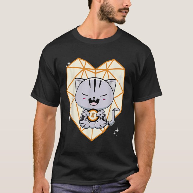 Camiseta Cute American Shorthair Cat Leukemia Awareness Men (Frente)