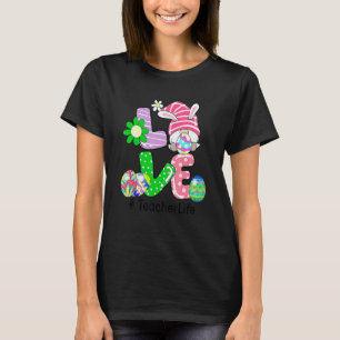 Camiseta Cute Amor Vida de Professora de Páscoa Gnome Caça