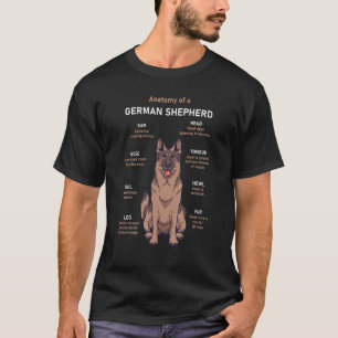 Camiseta Cute Anatomia do Cão Pastor Alemão para Pastor Ale