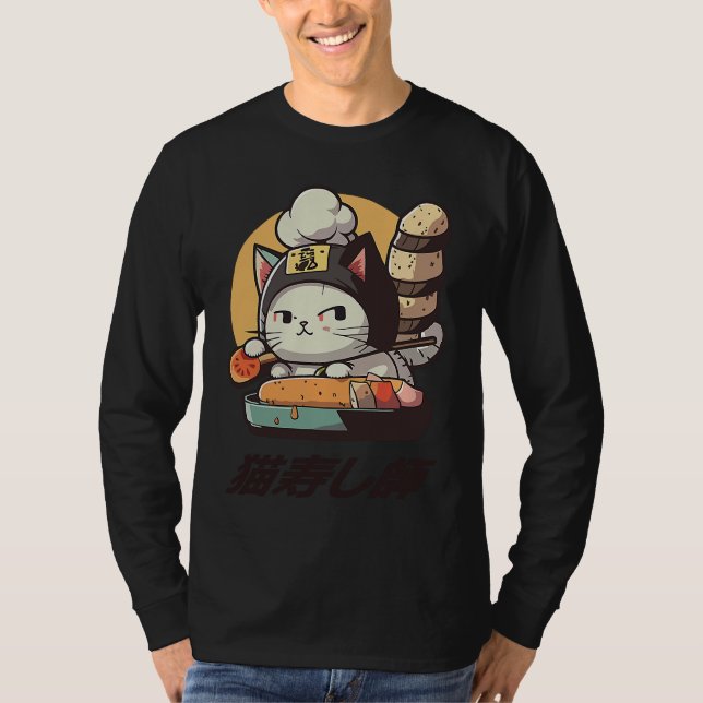 Camiseta cute and whimsical cat making it as the neko sushi (Frente)