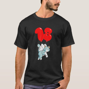 Camiseta Cute Angel Cat 18 H Birthday Kids Festa de Balões