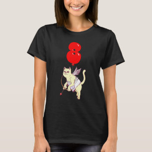 Camiseta Cute Angel Cat 8º Aniversário Crianças Festa de Ba