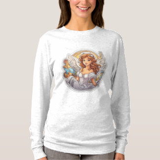 Camiseta Cute Angel para garotas de manga longa