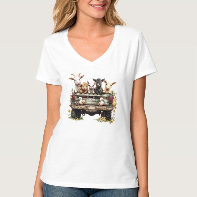 Camiseta Cute Animal Farm On T-Shirt (Frente)