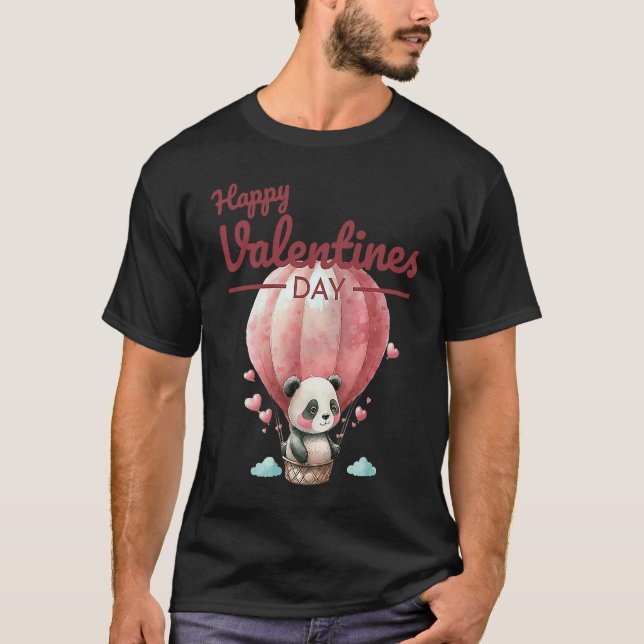 Camiseta Cute Animal Heart Panda  Happy Valentine Day  2 (Frente)