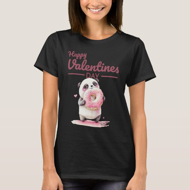 Camiseta Cute Animal Heart Panda  Happy Valentine Day  8 (Frente)