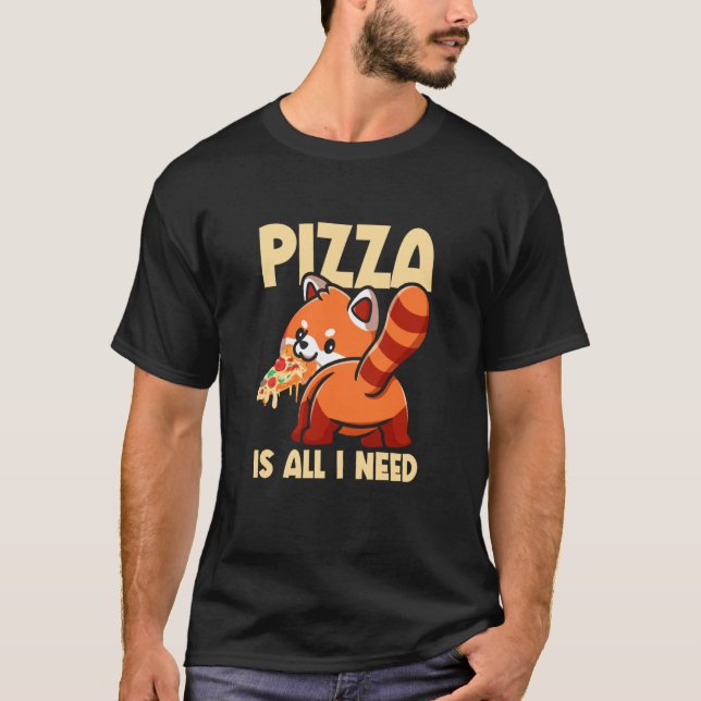 Camiseta Cute Animal Red Panda Pizza Fan Eating Fast Food P (Frente)