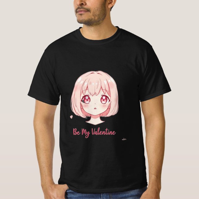 Camiseta Cute Anime Girl - Be My Valentine T-Shirt (Frente)
