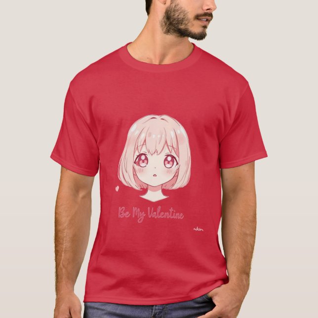 Camiseta Cute Anime Girl - Be My Valentine T-Shirt (Frente)