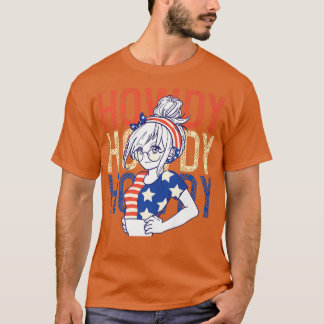 Camiseta Cute Anime Girl Howdy Howdy Howdy 4th Of July USA
