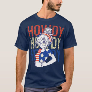 Camiseta Cute Anime Girl Howdy Howdy Howdy 4th Of July USA