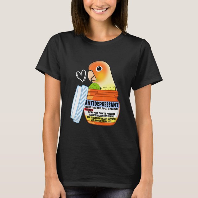 Camiseta Cute Antidepressant Parrot I Green Cheek Pineapple (Frente)