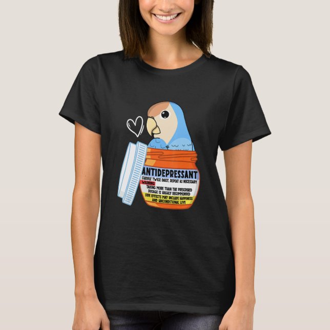 Camiseta Cute Antidepressant Parrot I Peach faced Blue Love (Frente)