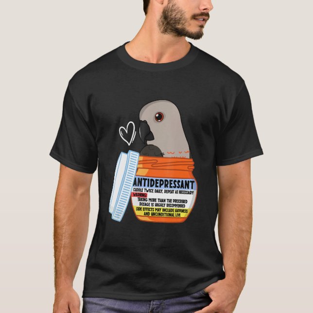 Camiseta Cute Antidepressant Parrot I Red bellied Parrot (Frente)