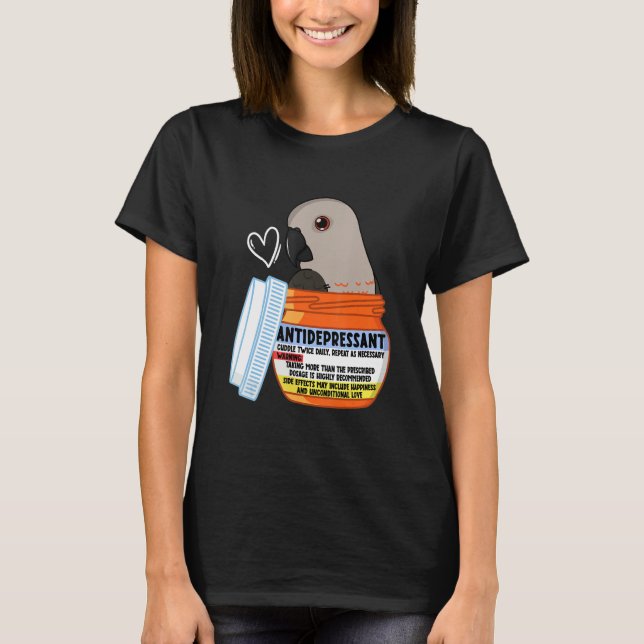 Camiseta Cute Antidepressant Parrot I Red bellied Parrot (Frente)