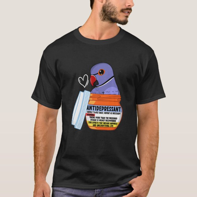 Camiseta Cute Antidepressant Parrot I Violet Indian Ringnec (Frente)