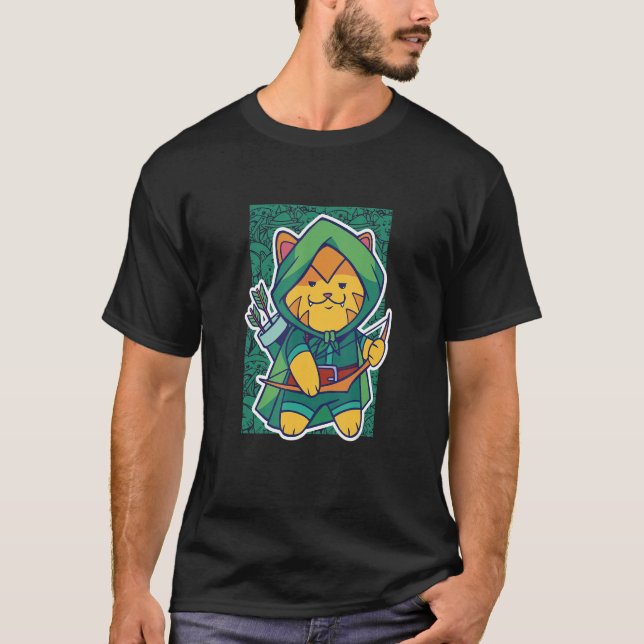 Camiseta Cute Archer Cat - Knight Archery Medieval Renaissa (Frente)
