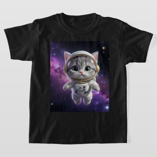 Camiseta Cute Astronaut Cat in Space - 3D Cosmic Galaxy (Postura )