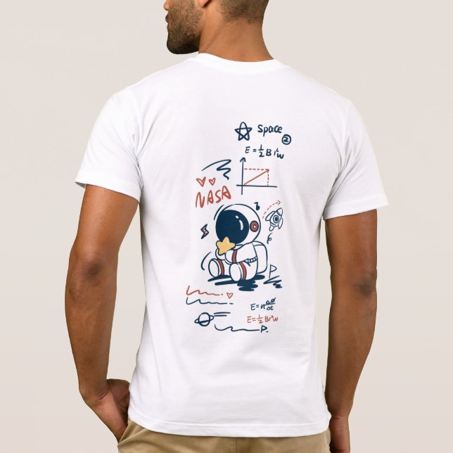 Camiseta  Cute Astronaut Space Cartoon Back Print T-Shirt (Verso)