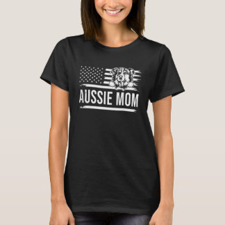 Camiseta Cute AUSSIE dog pet owner MOM US flag theme