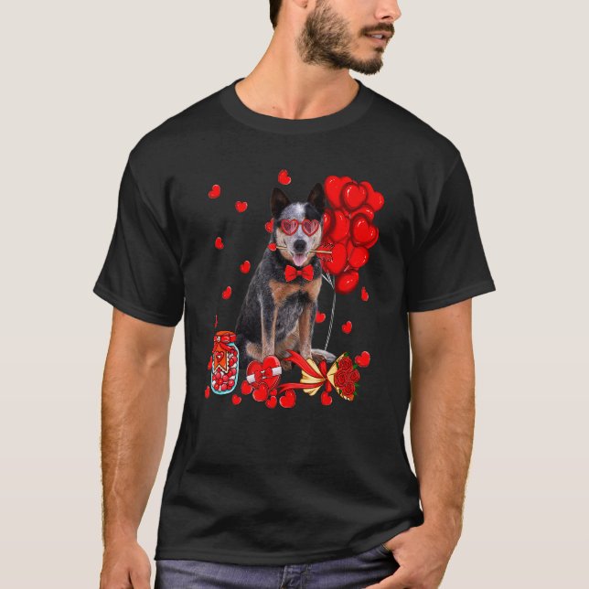 Camiseta Cute Australian Cattle Dog Heart Valentine's Day D (Frente)