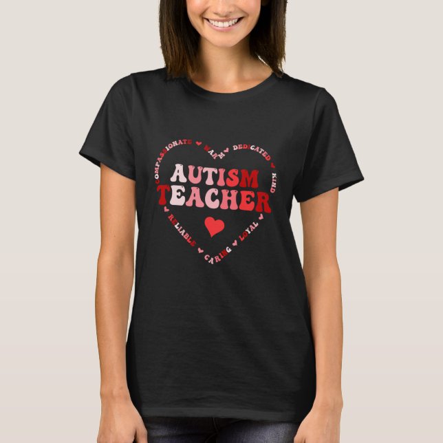 Camiseta Cute Autism Teacher Valentines Day Heart (Frente)