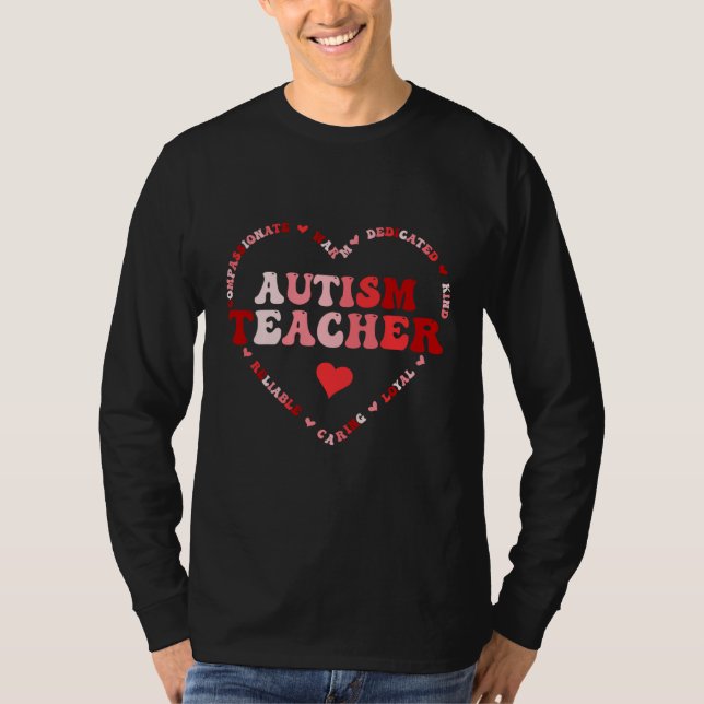 Camiseta Cute Autism Teacher Valentines Day Heart (Frente)