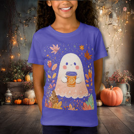 Camiseta Cute Autumn Ghost com Pumpkin Coffee – Cozy Fall