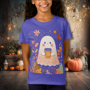 Camiseta Cute Autumn Ghost com Pumpkin Coffee – Cozy Fall