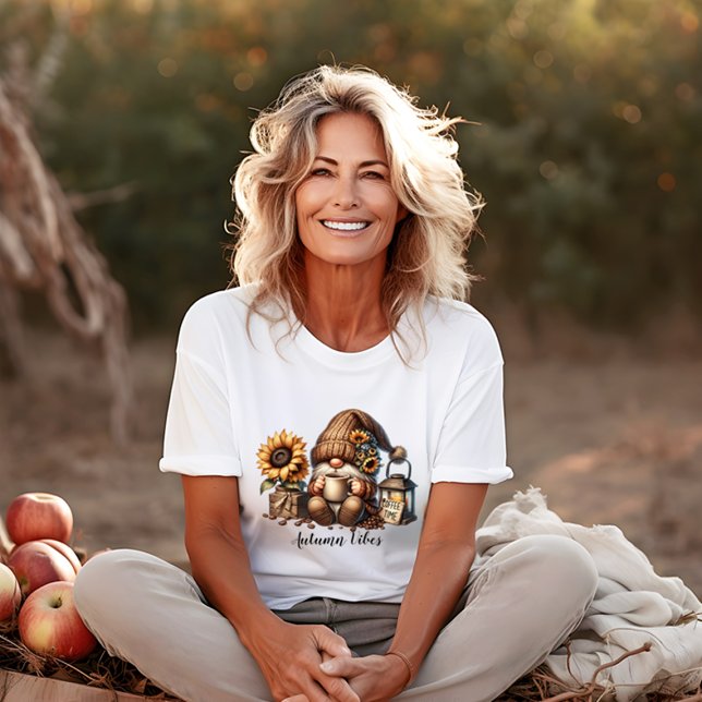 Camiseta Cute Autumn Vibes Watercolor Gnome (Criador carregado)