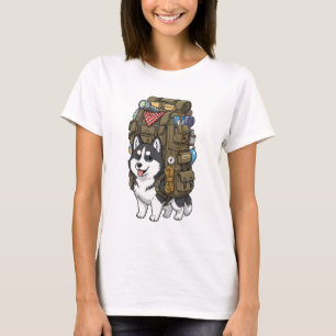 Camiseta Cute Aventura Husky Cão Carregando Excesso