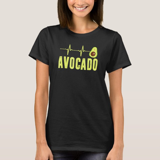 Camiseta Cute Avocado Heartbeat Vegan Para Homens Mulheres  (Frente)