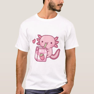 Camiseta Cute Axolotl ama morango donuts