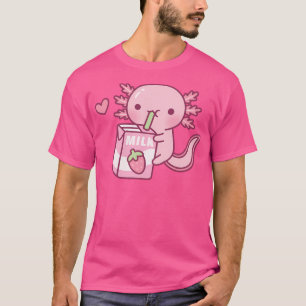 Camiseta Cute Axolotl ama morango donuts