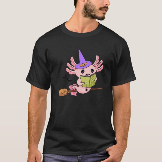 Camiseta Cute Axolotl Halloween, Axolotl Witing Spe (Frente)