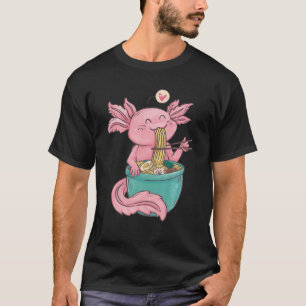 Camiseta Cute Axolotl Lover Snaxolotl Comendo Ramen Kawaii 