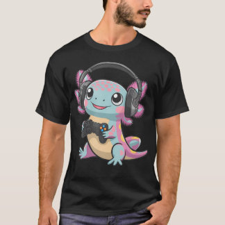Camiseta Cute Axolotl Playing Video Games Funny Gaming Axol