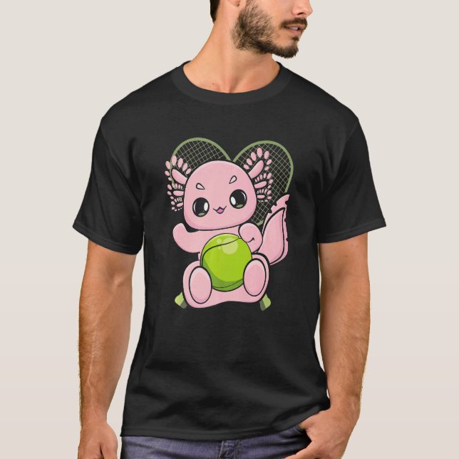 Camiseta Cute Axolotl Plays Tennis And Racket Sport For Ten (Frente)