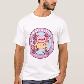 Camiseta Cute Axolotl Roller Skating Skate A Lotl Funny Pun