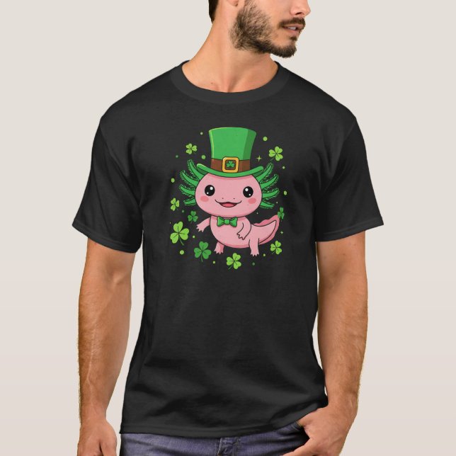 Camiseta ​Cute Axolotl St Patrick's Day Art (Frente)