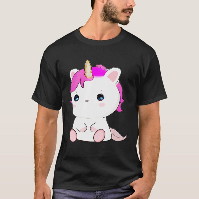 Camiseta Cute Axolotl Unicorn Cat Illustration (Frente)