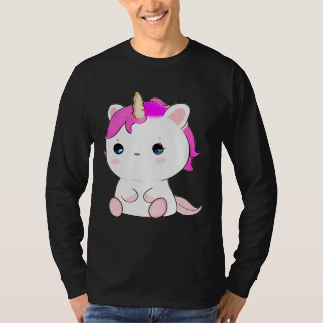 Camiseta Cute Axolotl Unicorn Cat Illustration (Frente)