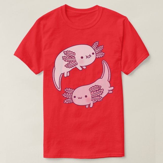 Camiseta Cute Axolotls Yin Yang (Frente do Design)