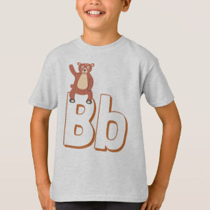 Camiseta Cute B de Urso - Crianças ABCD Alfabeto Inglês