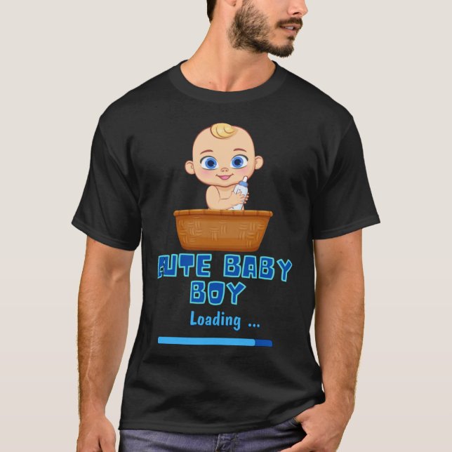 Camiseta Cute Baby Boy Loading Gender Party Pregnancy It s  (Frente)