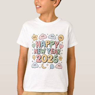 Camiseta Cute Baby Cartoon New Year 2026 Illustration
