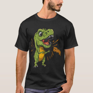Camiseta Cute Baby Dinosaur Green Angry Face Roar T-Shirt